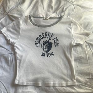 Brandy Melville strawberry fields crop tee